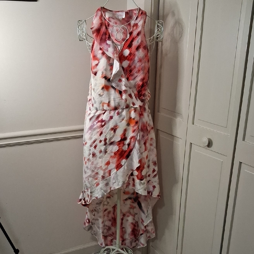 Parker Red and White High Low Dress
